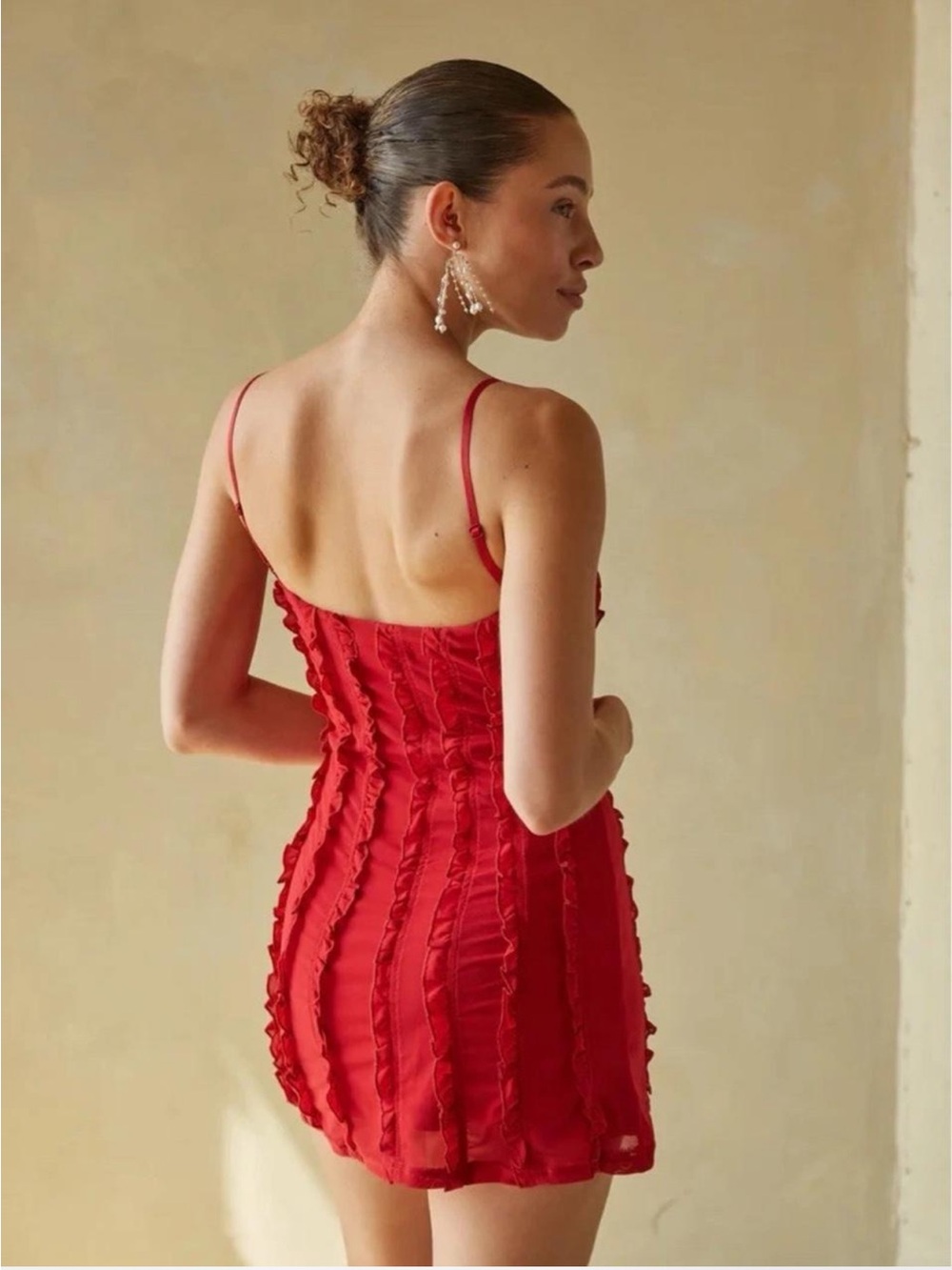 American Threads Sexy Bodycon Ruffle Fitted Mini Dress
